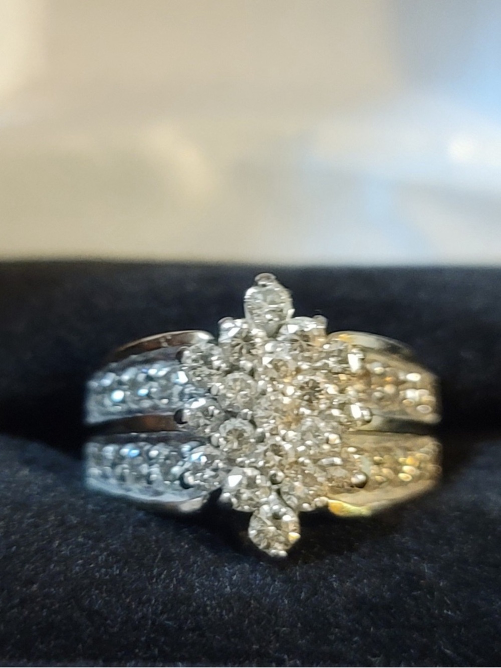 Gold-Tone Diamond Cluster Statement Ring